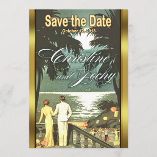 Save The Date Mariage Art Déco Vintage Beach