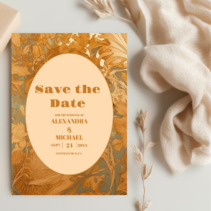 Save The Date Mariage Art Nouveau Floral Or