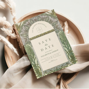 Save The Date Mariage Art Nouveau olive