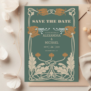 Save The Date Mariage Art nouveau vert