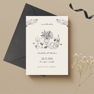 Save The Date Mariage au Gribouillage Dessiné à la Main