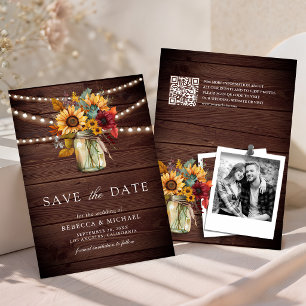 Save The Date Mariage au Jar Mason avec Tournesols Bourguignons