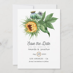 Save The Date Mariage au tournesol bohème rustique aquarelle