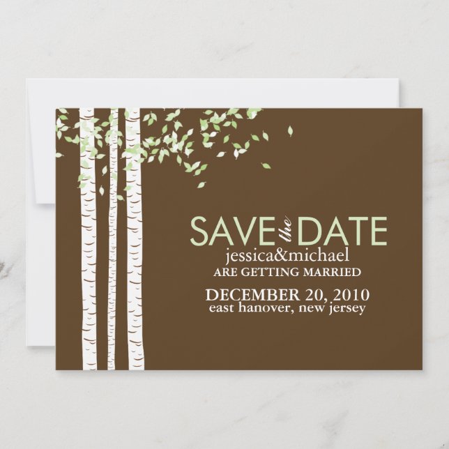 Save The Date Mariage aux Bouleaux Économisez la Date (Devant)