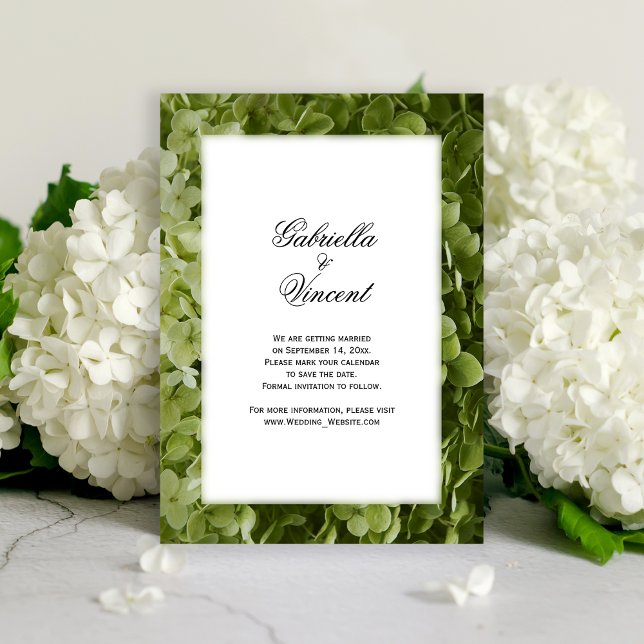Save The Date Mariage aux fleurs d'Hydrangea vert Enregistrer la (Créateur téléchargé)