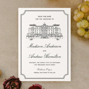 Save The Date Mariage avec illustration de domaine classique