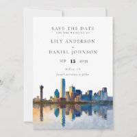 Mariage avec photo aquarelle de la skyline de Dall