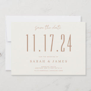 Save The Date Mariage Beige Chic Date Non Photo Enregistrer La D