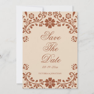 Save The Date Mariage beige en terre cuite mexicaine