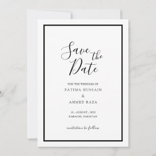 Save The Date Mariage Blanc Musulman Moderne Minimal Enregistrer