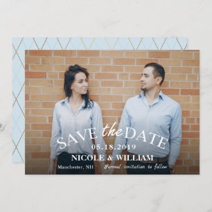 Save The Date Mariage Bleu Clair Élégant Enregistrer La Date Pho