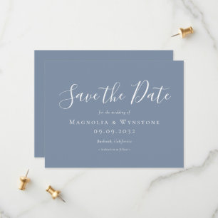 Save The Date Mariage bleu Dusty moderne Enregistrer la date