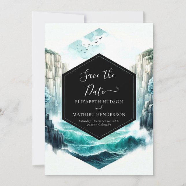 Save The Date Mariage bleu marine (Devant)
