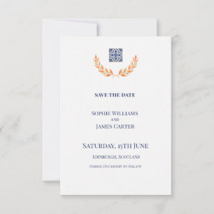 Save The Date Mariage Blue Crest