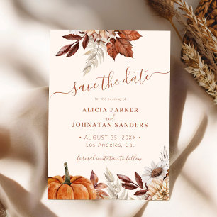 Save The Date Mariage bohème automnal en terre cuite et crème