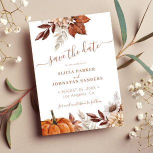 Save The Date Mariage bohème botanique terracotta automne
