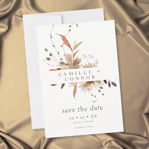 Save The Date Mariage Bohème Champêtre Floral Automnal Neutre