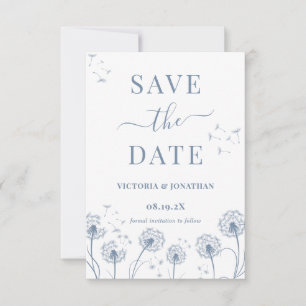 Save The Date Mariage Bohème Fleur Sauvage Bleu Blanc