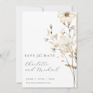 Save The Date Mariage Bohème Fleur Sauvage Ivoire