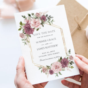 Save The Date Mariage Bohème Floral de Rosier Cannelle