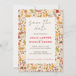 Save The Date Mariage Bohème Floral Rustique Automne Chute de Ma
