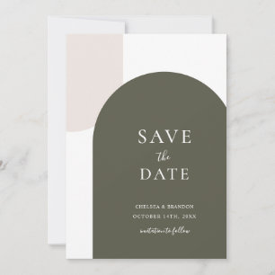 Save The Date Mariage Bohème Minimaliste Vert Sauge Arche Blanch