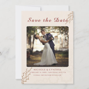 Save The Date Mariage Bohème Moderne Terracotta Orange Brûlé
