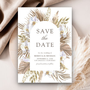 Save The Date Mariage Bohème Pampas Orchidée Blanche Palmier Séc