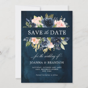 Save The Date Mariage Bohème Rose Rose Foncé Bleu Marine