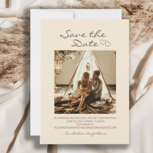 Save The Date Mariage Bohème Rustique Cœurs