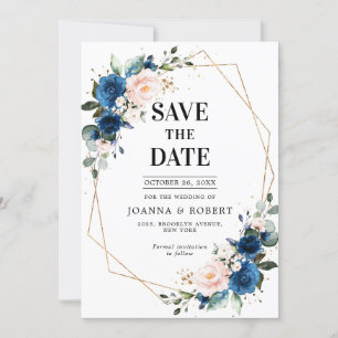 Save The Date Mariage Boho bleu bleu bleu rose bleu marine