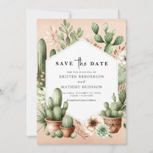 Save The Date Mariage Boho Cactus modifiable
