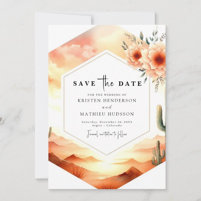 Save The Date Mariage Boho Cactus simple (Devant)