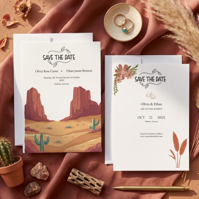 SAVE THE DATE MARIAGE BOHO DÉSAERT EN TERRACOTTA (Créateur téléchargé)