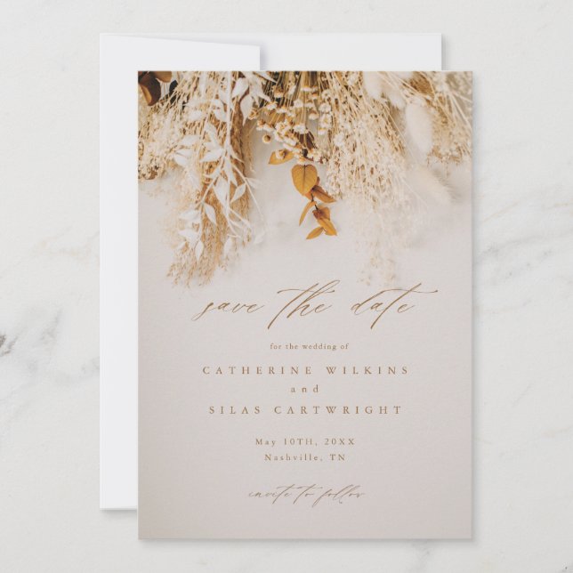 Save The Date Mariage Boho Fall Flowers (Devant)