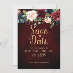 Save The Date Mariage Boho rose rose pâle de Marsala de Bourgogn
