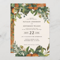 Mariage botanique aquarelle orange citrus