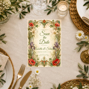 Save The Date Mariage botanique Art nouveau romantique
