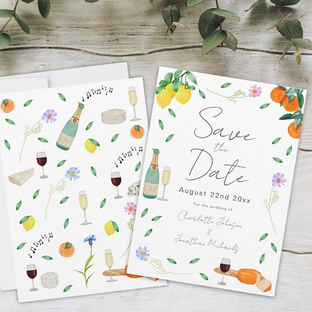 Save The Date Mariage Botanique Citrus Summer Boho (Boho citrus watercolor wedding save the date invitation )