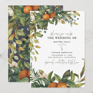 Save The Date Mariage botanique d'agrumes orange