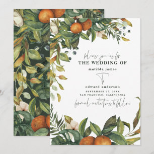 Save The Date Mariage botanique d'agrumes orange