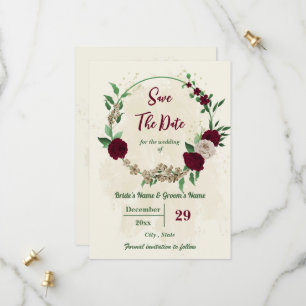 Save The Date Mariage botanique des fleurs de champagne de Bourg