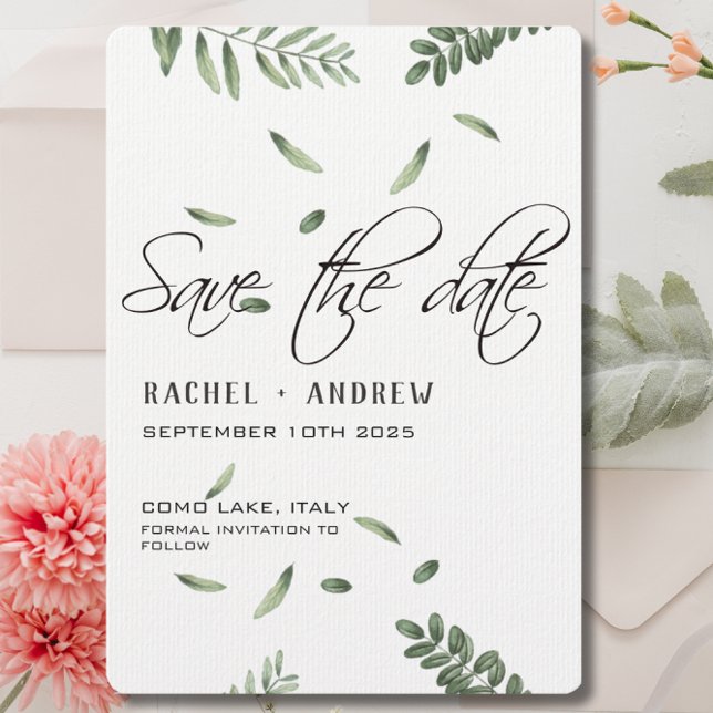 Save The Date Mariage Botanique élégant Script moderne simple (Créateur téléchargé)