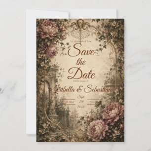 Save The Date Mariage Botanique Élégant Vintage
