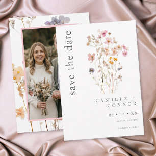 Save The Date Mariage Botanique Fleur Sauvage Pressée Minimalist