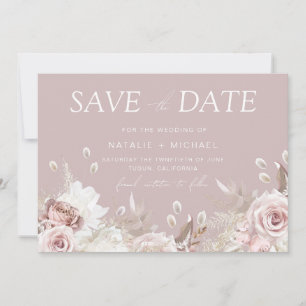 Save The Date Mariage Botanique Floral Rose Luxueux