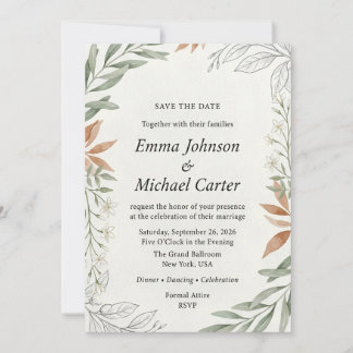 Save The Date Mariage Botanique Terracotta & Vert Sauge Boho