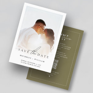 Save The Date Mariage Budget Moderne Monogramme Taupe Cadre Phot