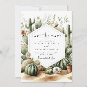Save The Date Mariage Cactus aquarelle personnalisé