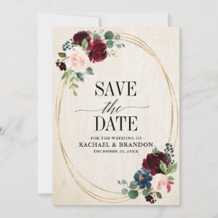 Save The Date Mariage campagnard de Boho Rustique Floral de la m